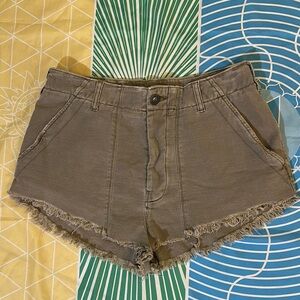 Free People Women's Frayed Hem Shorts in Olive Green